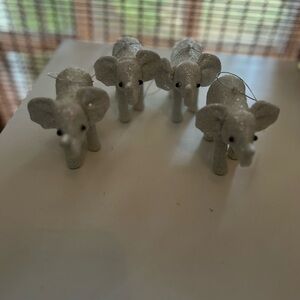 Sparkling Silver Elephant Figurines - Set of 4